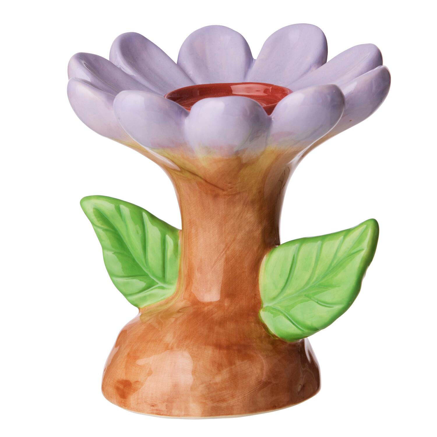 Lysestage blomst, brun/lilla - H12 cm